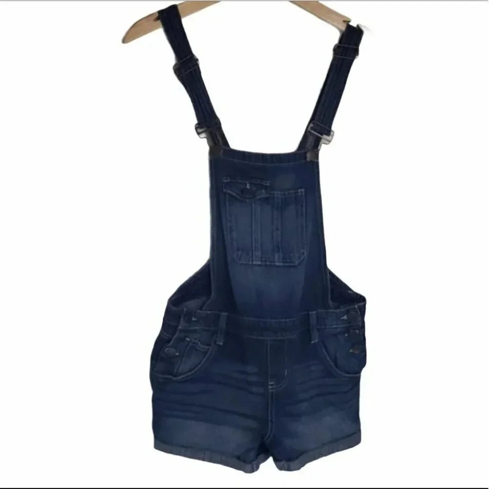 Y2K LEI Women's Denim Shortall Overalls Blue Size‎ Medium Cuffed
